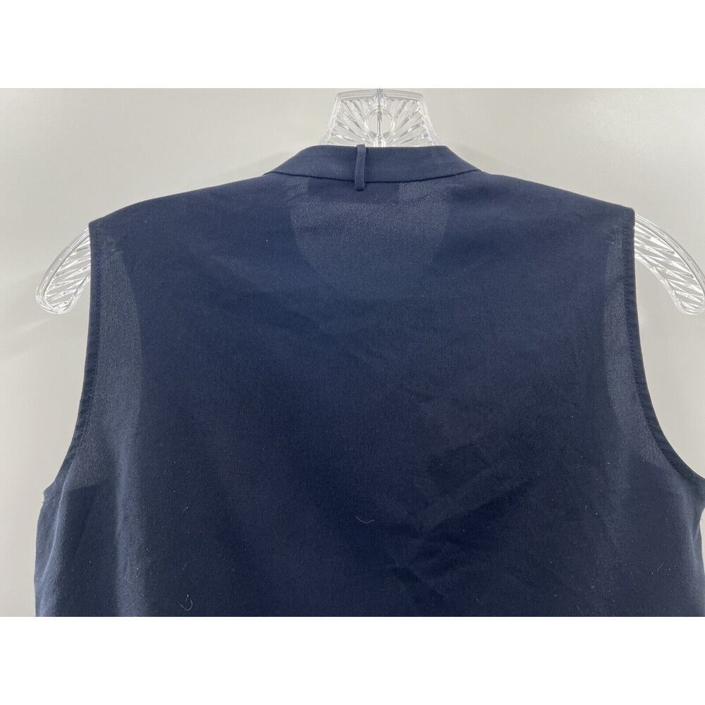 Tory Burch Women’s Sleeveless Button Up Hidden Button Placket Top Navy Blue 2 - Picture 11 of 11